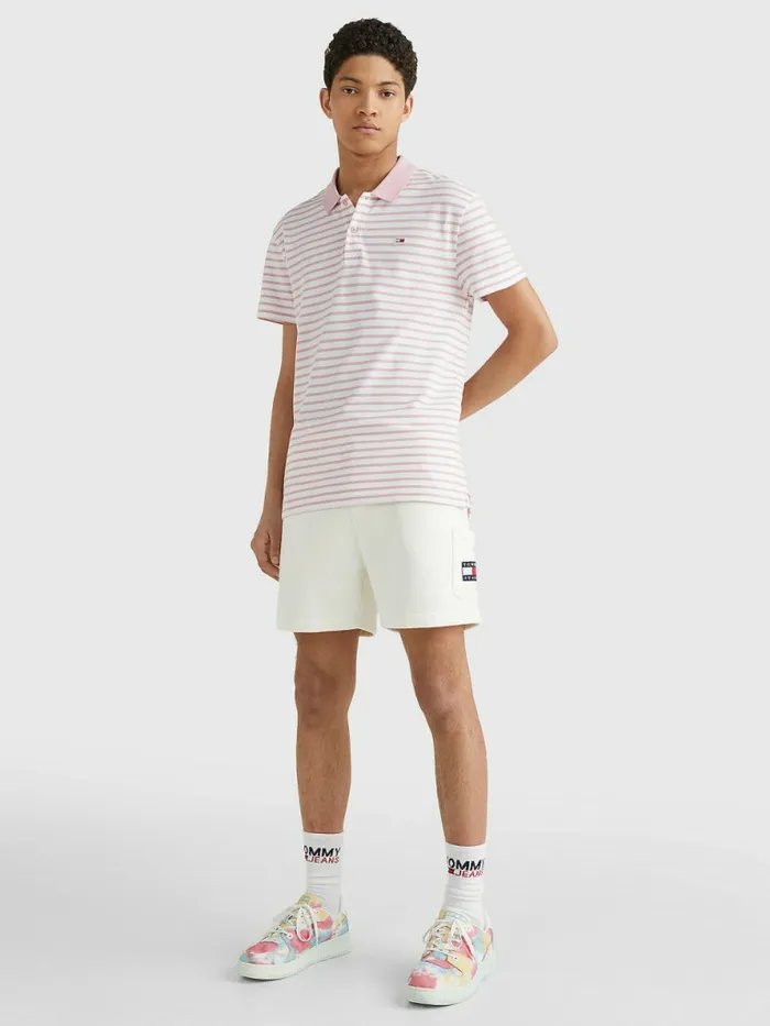 Tommy Hilfiger Organic Cotton Contrast Collar Polo Broadway Pink Mens Polo Shirts For Sale