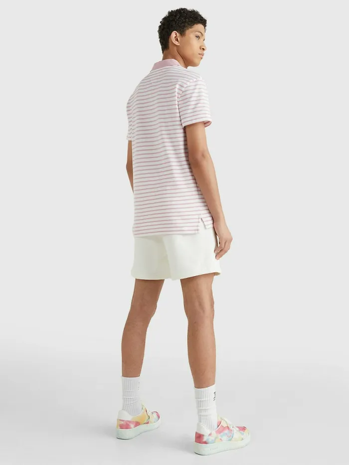 Tommy Hilfiger Organic Cotton Contrast Collar Polo Broadway Pink Mens Polo Shirts For Sale