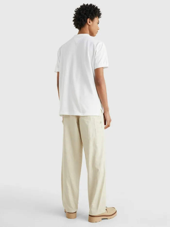 Tommy Hilfiger Organic Cotton Crest Embroidery Polo Optic White Mens Polo Shirts Casaul