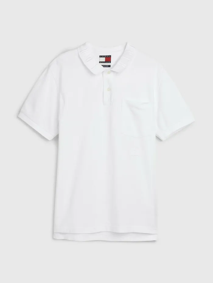 Tommy Hilfiger Organic Cotton Crest Embroidery Polo Optic White Mens Polo Shirts Casaul