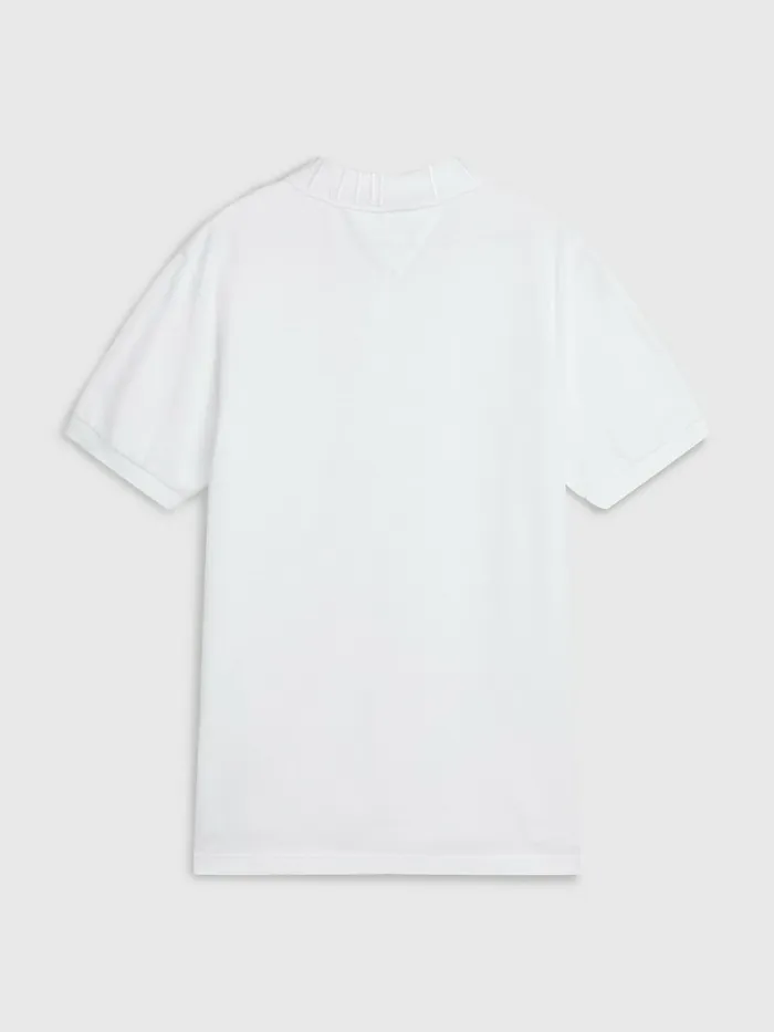 Tommy Hilfiger Organic Cotton Crest Embroidery Polo Optic White Mens Polo Shirts Casaul