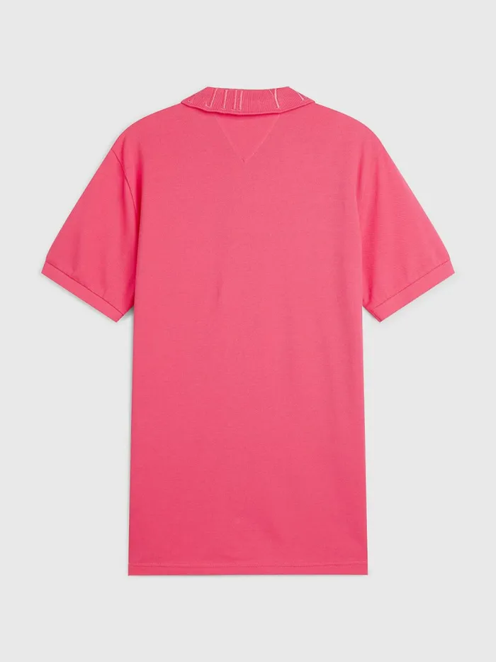 Tommy Hilfiger Organic Cotton Crest Embroidery Polo Pink Splendor Mens Polo Shirts Casaul