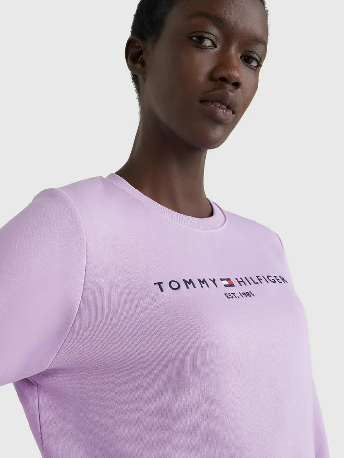 Tommy Hilfiger Organic Cotton Crew Neck Sweatshirt Luminous Lilac Womens Sweatshirts and Hoodies For Sale
