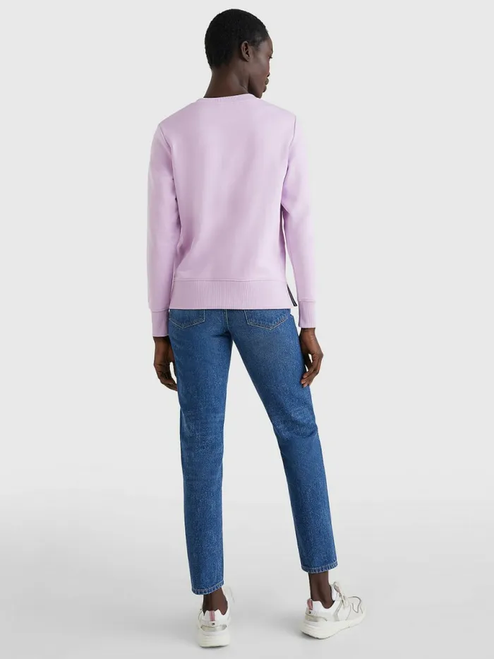 Tommy Hilfiger Organic Cotton Crew Neck Sweatshirt Luminous Lilac Womens Sweatshirts and Hoodies For Sale