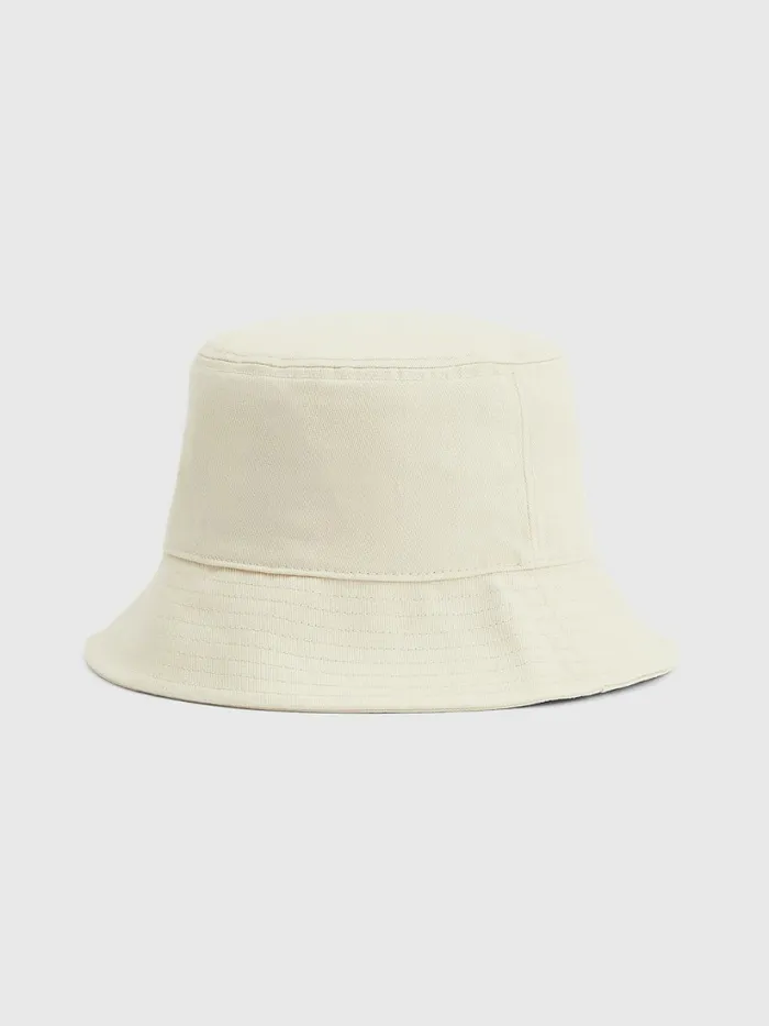 Tommy Hilfiger Organic Cotton Flag Bucket Hat Stony Beige Womens Hats and Scarves Gift for Friend