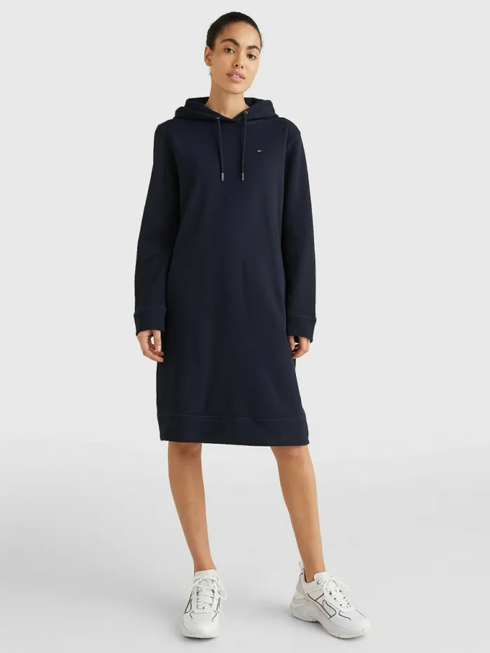 Tommy Hilfiger Organic Cotton Hoody Dress Desert Sky Womens Dresses and Jumpsuits Casaul