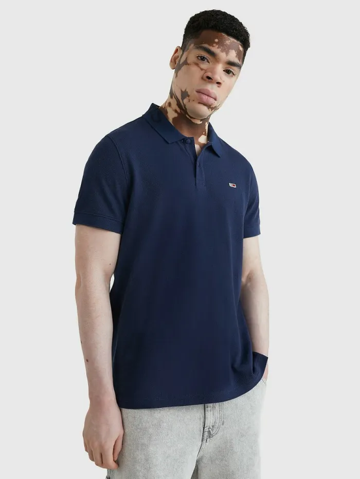 Tommy Hilfiger Organic Cotton Logo Collar Polo Twilight Navy Mens Polo Shirts Popular Tommy Hilfiger Organic Cotton Logo Collar Polo Twilight Navy Mens Polo Shirts Popular