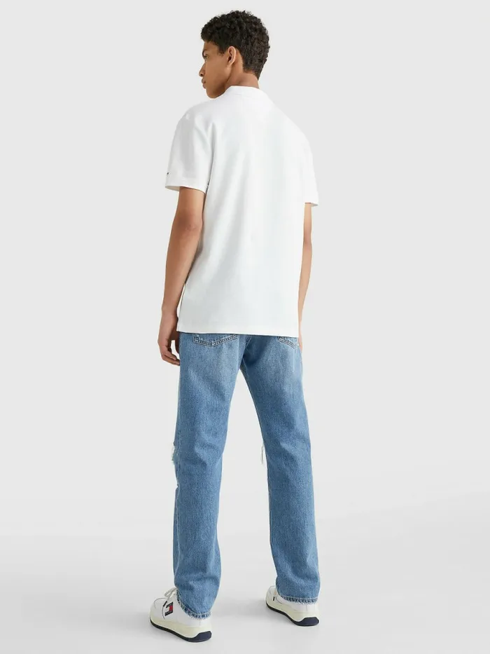 Tommy Hilfiger Organic Cotton Logo Embroidery Polo White Mens Polo Shirts Near Me