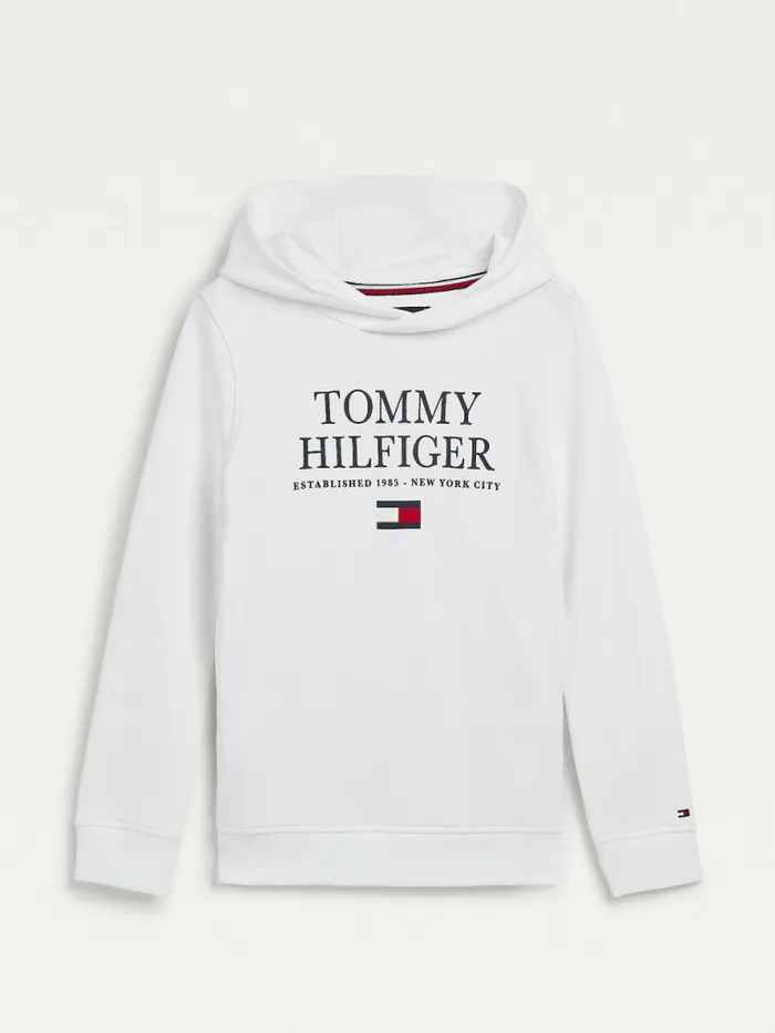 Tommy Hilfiger Organic Cotton Logo Hoody White Boys Sweatshirts and Hoodies Popular Tommy Hilfiger Organic Cotton Logo Hoody White Boys Sweatshirts and Hoodies Popular