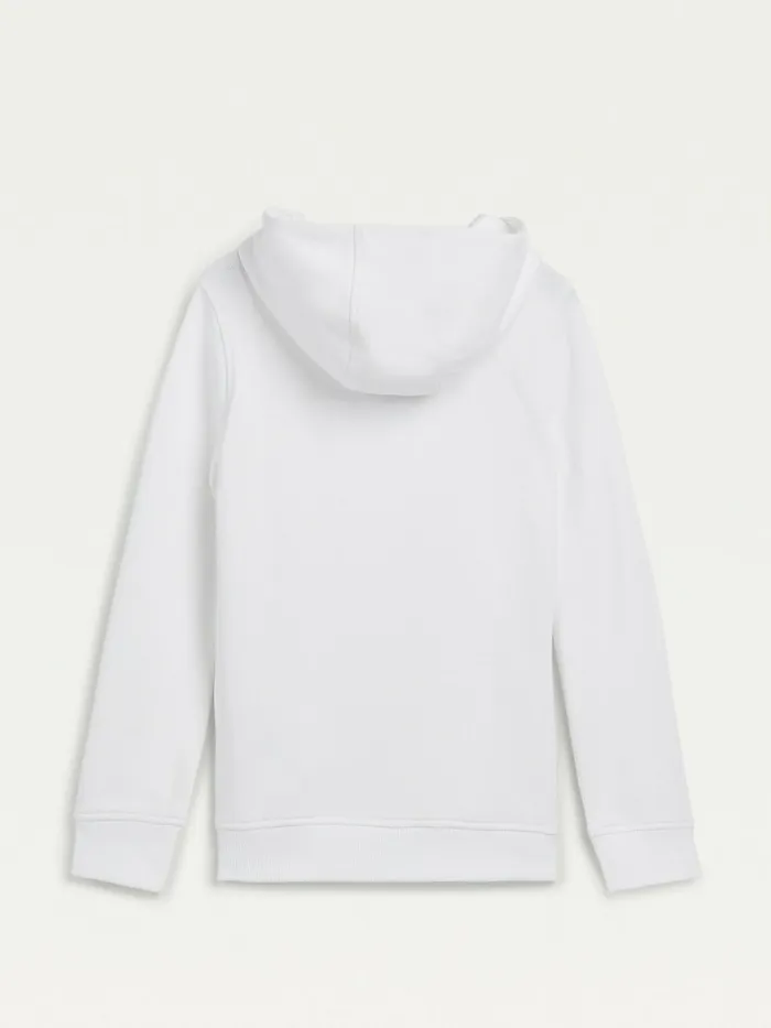 Tommy Hilfiger Organic Cotton Logo Hoody White Boys Sweatshirts and Hoodies Popular