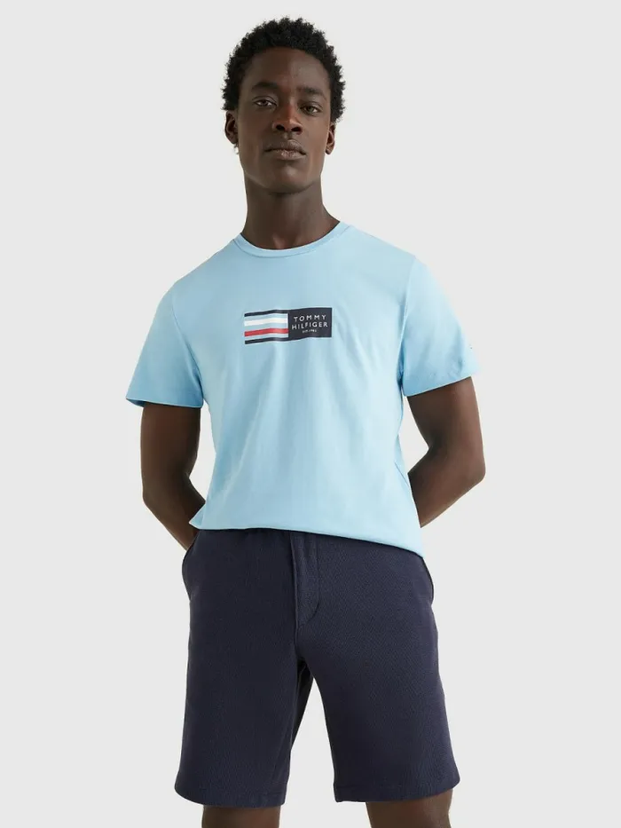 Tommy Hilfiger Organic Cotton Logo TShirt Columbia Blue Mens TShirts For Sale Tommy Hilfiger Organic Cotton Logo TShirt Columbia Blue Mens TShirts For Sale