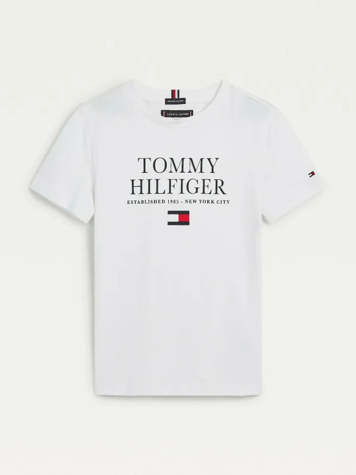 Tommy Hilfiger Organic Cotton Logo TShirt White Boys TShirts and Polos For Sale Tommy Hilfiger Organic Cotton Logo TShirt White Boys TShirts and Polos For Sale