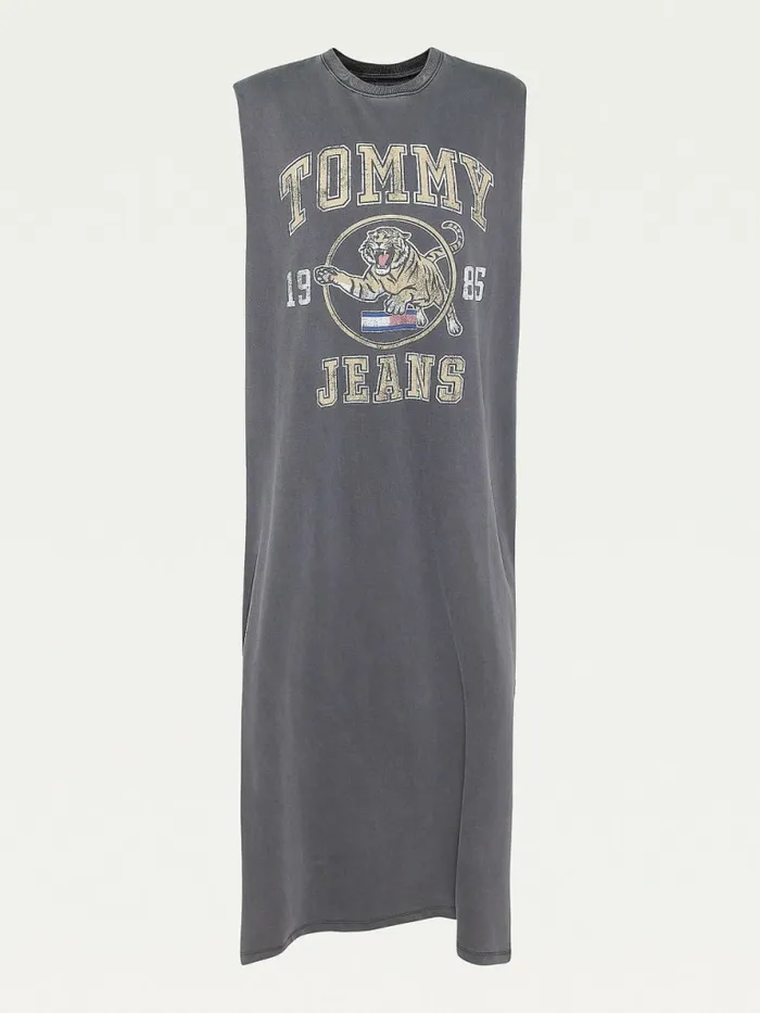 Tommy Hilfiger Organic Cotton Midi TShirt Dress Black Womens Dresses and Jumpsuits On Sale