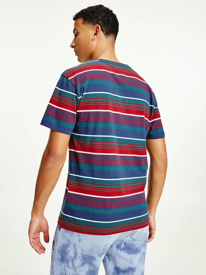 Tommy Hilfiger Organic Cotton Mixed Stripe Relaxed TShirt Twilight Navy Stripe Mens TShirts Popular