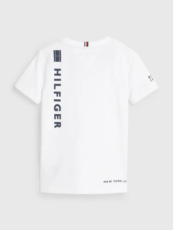 Tommy Hilfiger Organic Cotton MultiLogo TShirt White Boys Coats and Jackets Online