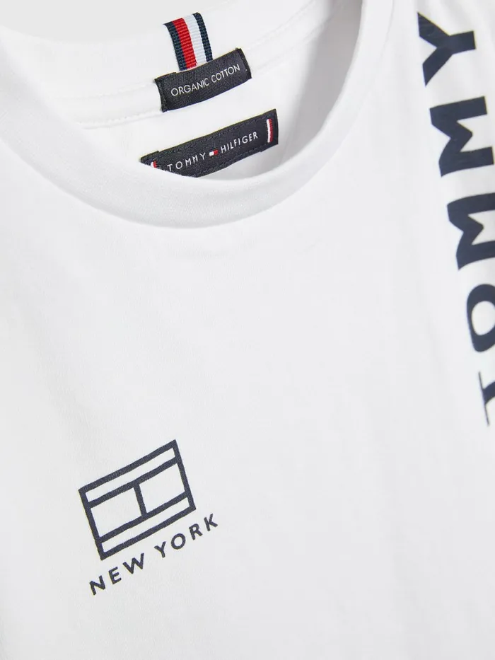 Tommy Hilfiger Organic Cotton MultiLogo TShirt White Boys Coats and Jackets Online