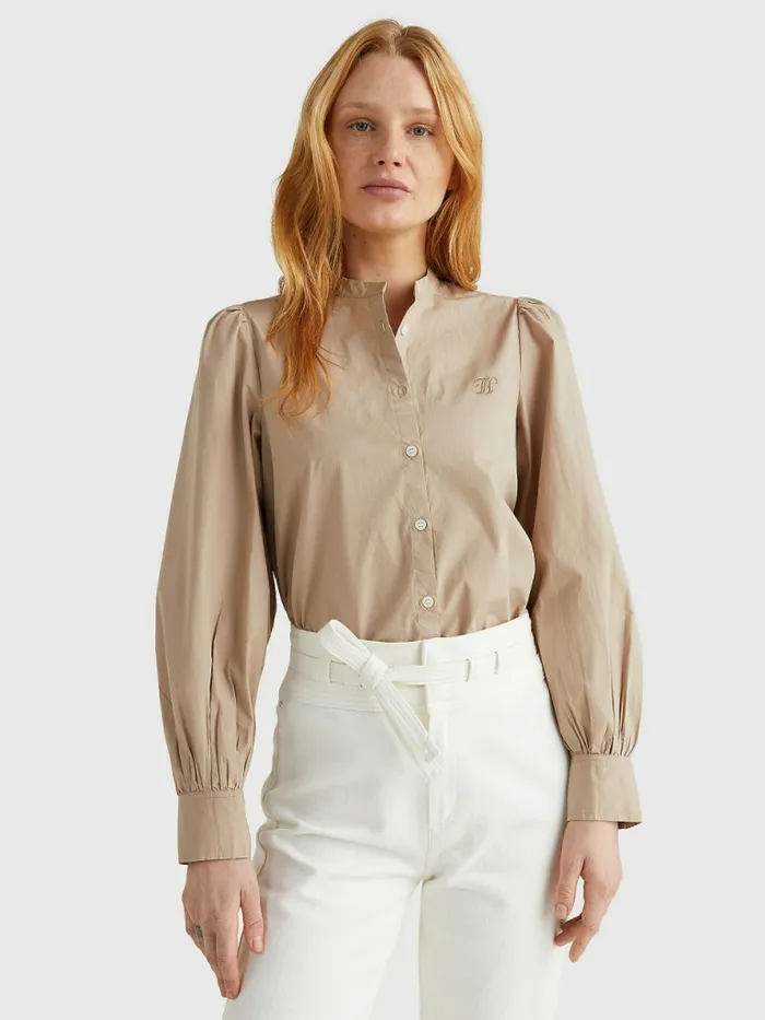 Tommy Hilfiger Organic Cotton Regular Fit Blouse Beige Womens Shirts and Blouses Gift for Friend Tommy Hilfiger Organic Cotton Regular Fit Blouse Beige Womens Shirts and Blouses Gift for Friend