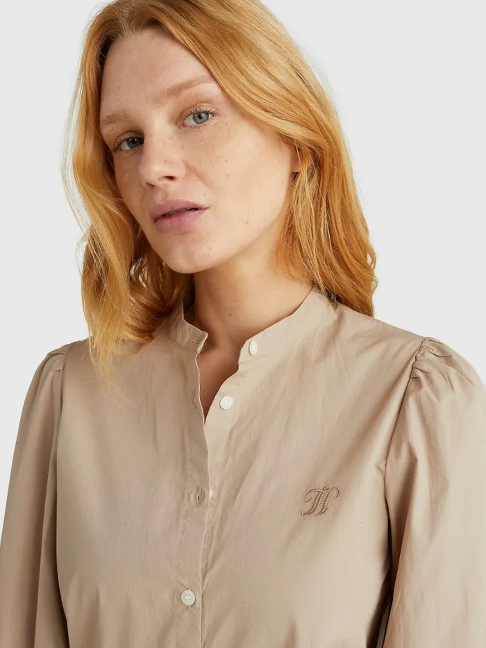 Tommy Hilfiger Organic Cotton Regular Fit Blouse Beige Womens Shirts and Blouses Gift for Friend