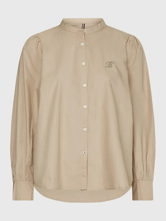 Tommy Hilfiger Organic Cotton Regular Fit Blouse Beige Womens Shirts and Blouses Gift for Friend