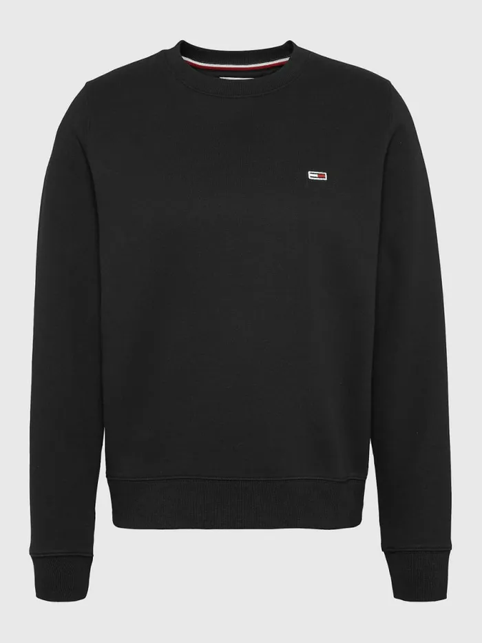 Tommy Hilfiger Organic Cotton Regular Fit Fleece Sweatshirt Black Womens Essentials