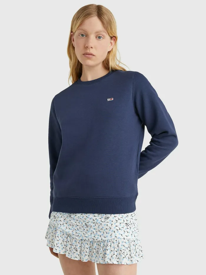 Tommy Hilfiger Organic Cotton Regular Fit Fleece Sweatshirt Twilight Navy Womens Essentials Tommy Hilfiger Organic Cotton Regular Fit Fleece Sweatshirt Twilight Navy Womens Essentials