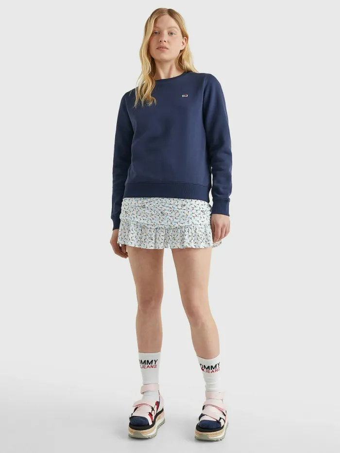 Tommy Hilfiger Organic Cotton Regular Fit Fleece Sweatshirt Twilight Navy Womens Essentials