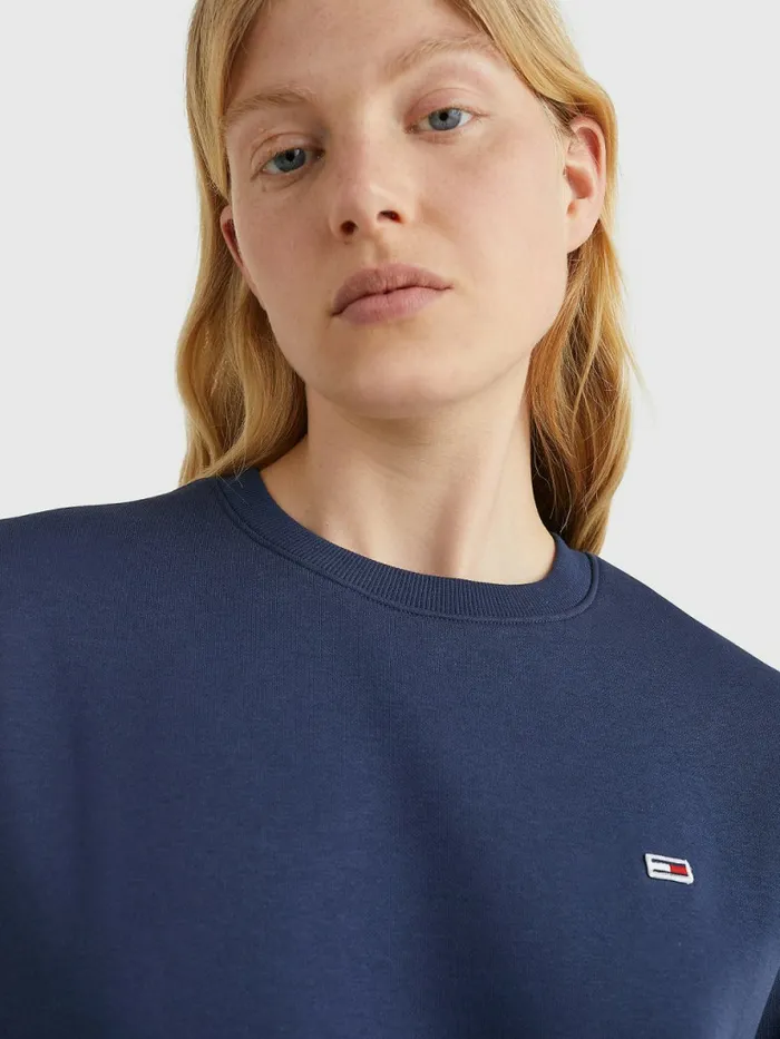 Tommy Hilfiger Organic Cotton Regular Fit Fleece Sweatshirt Twilight Navy Womens Essentials