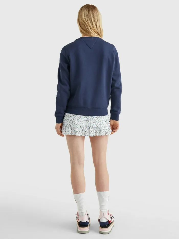 Tommy Hilfiger Organic Cotton Regular Fit Fleece Sweatshirt Twilight Navy Womens Essentials
