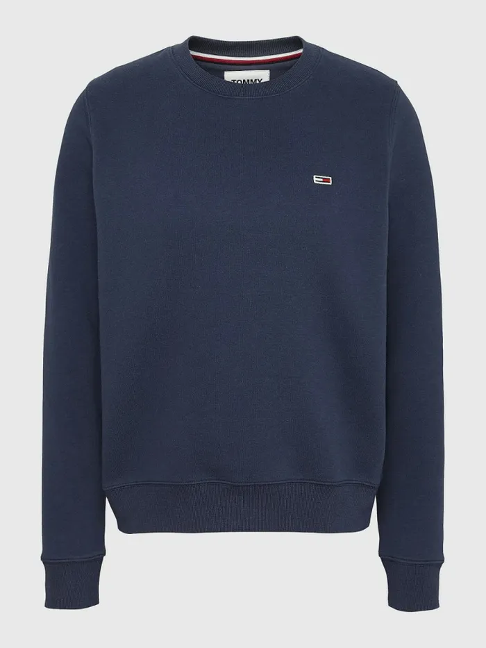 Tommy Hilfiger Organic Cotton Regular Fit Fleece Sweatshirt Twilight Navy Womens Essentials