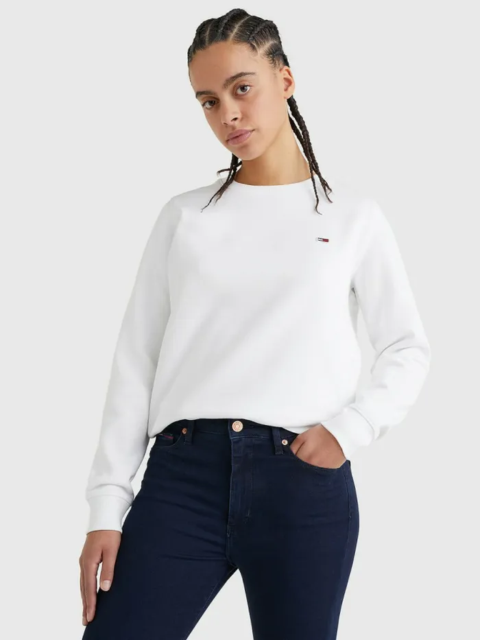 Tommy Hilfiger Organic Cotton Regular Fit Fleece Sweatshirt White Womens Sweatshirts and Hoodies Popular Tommy Hilfiger Organic Cotton Regular Fit Fleece Sweatshirt White Womens Sweatshirts and Hoodies Popular