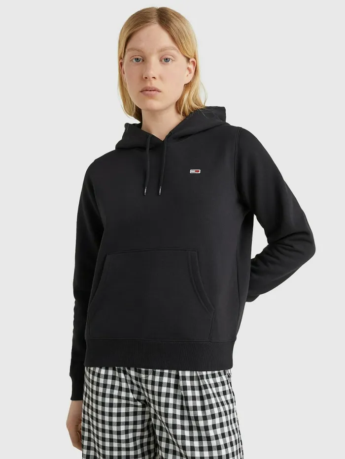 Tommy Hilfiger Organic Cotton Regular Fit Hoody Black Womens Sweatshirts and Hoodies Sale Tommy Hilfiger Organic Cotton Regular Fit Hoody Black Womens Sweatshirts and Hoodies Sale