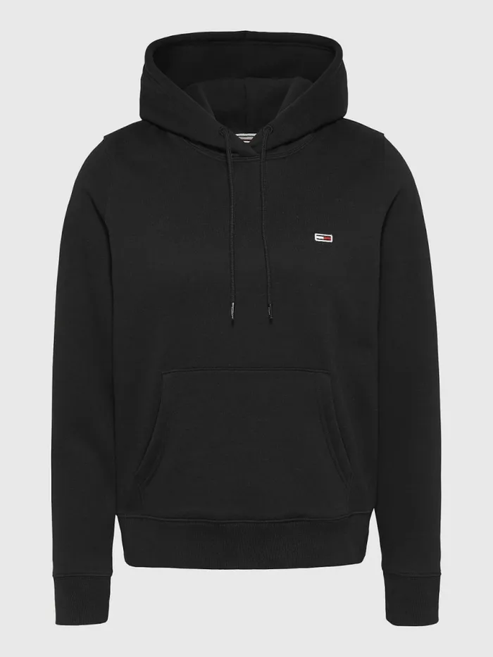 Tommy Hilfiger Organic Cotton Regular Fit Hoody Black Womens Sweatshirts and Hoodies Sale