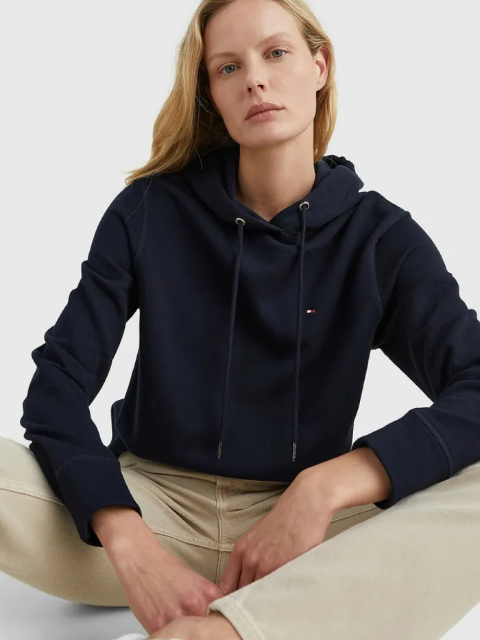 Tommy Hilfiger Organic Cotton Regular Fit Hoody Desert Sky Womens Sweatshirts and Hoodies Near Me