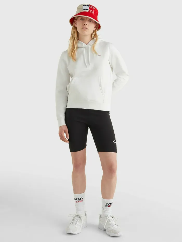 Tommy Hilfiger Organic Cotton Regular Fit Hoody White Womens Sweatshirts and Hoodies Online