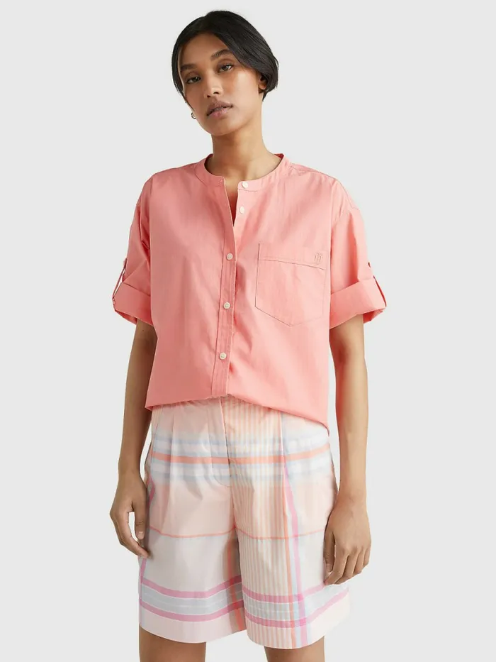 Tommy Hilfiger Organic Cotton Relaxed Fit Shirt Coral Blossom Womens Shirts and Blouses For Sale Tommy Hilfiger Organic Cotton Relaxed Fit Shirt Coral Blossom Womens Shirts and Blouses For Sale