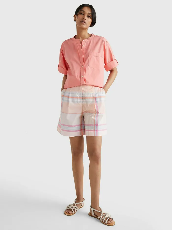 Tommy Hilfiger Organic Cotton Relaxed Fit Shirt Coral Blossom Womens Shirts and Blouses For Sale
