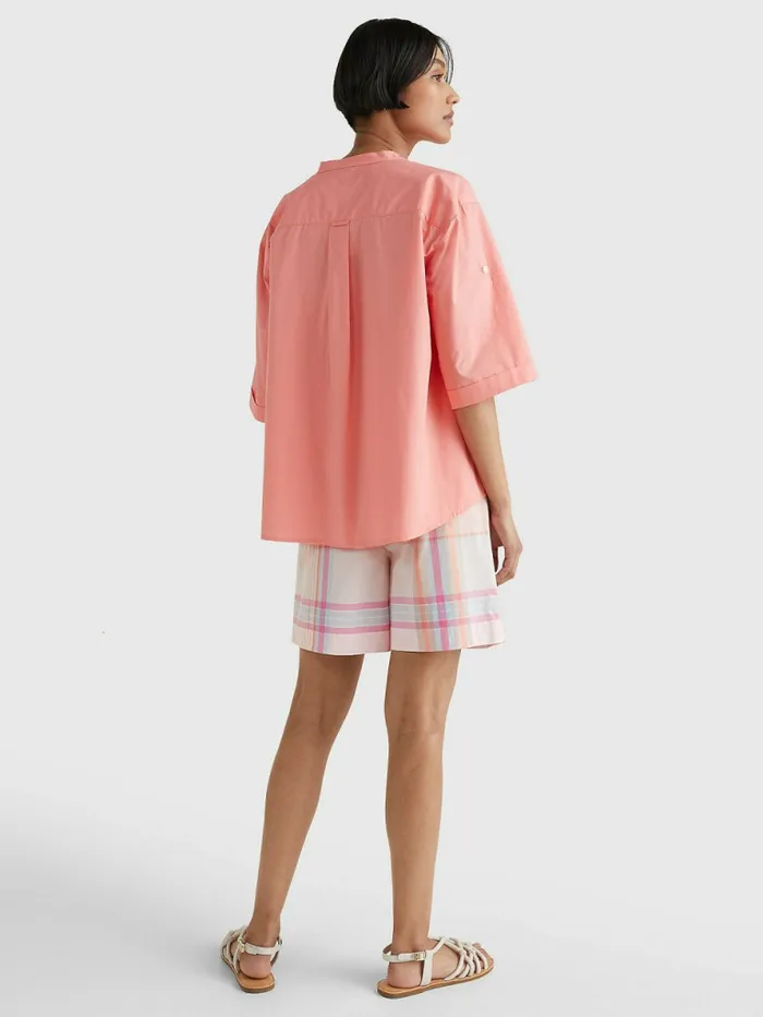 Tommy Hilfiger Organic Cotton Relaxed Fit Shirt Coral Blossom Womens Shirts and Blouses For Sale