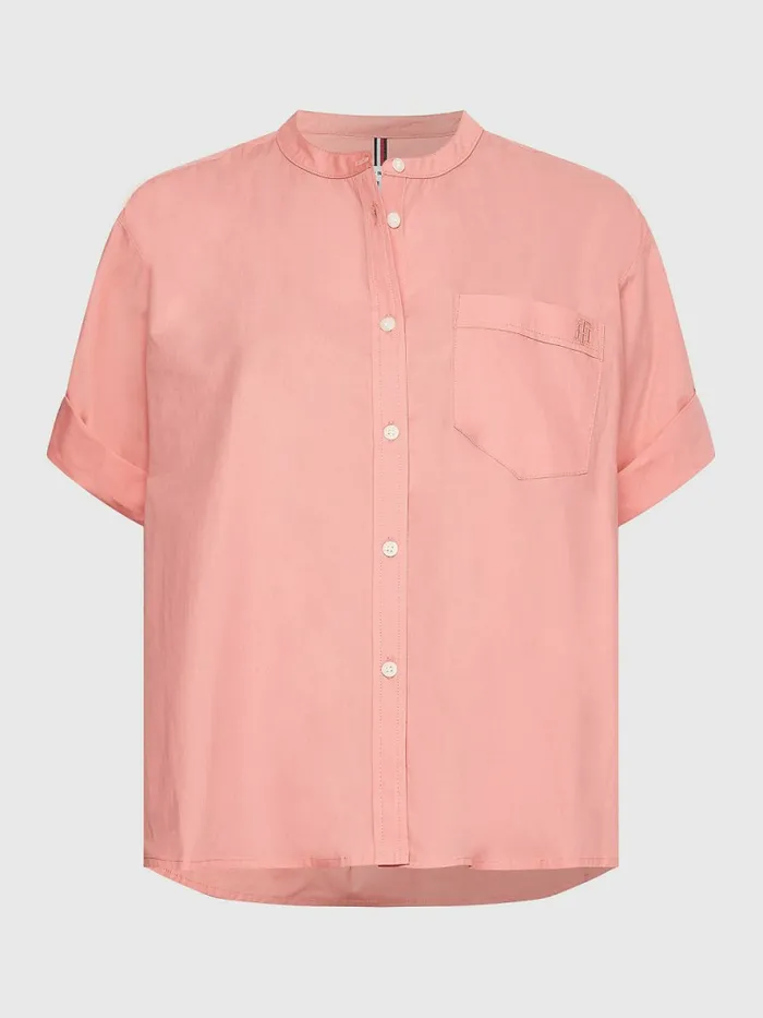 Tommy Hilfiger Organic Cotton Relaxed Fit Shirt Coral Blossom Womens Shirts and Blouses For Sale
