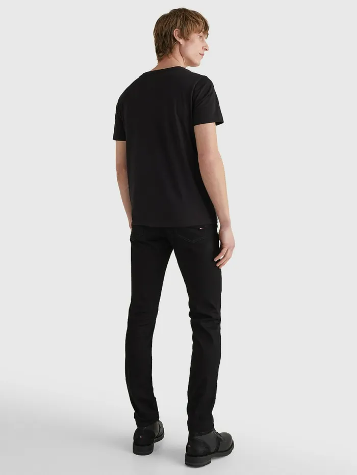 Tommy Hilfiger Organic Cotton Round Logo TShirt Black Mens TShirts Casaul