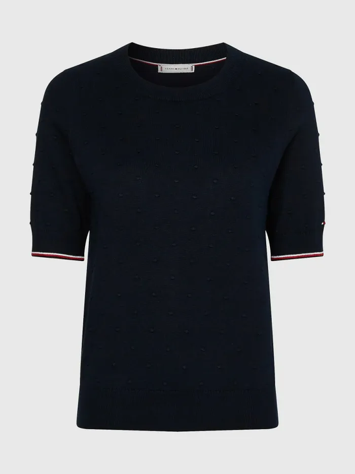 Tommy Hilfiger Organic Cotton Textured Jumper Desert Sky Womens Knitwear On Sale