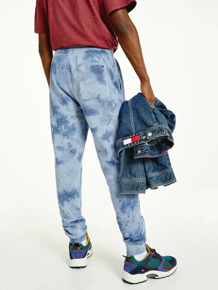 Tommy Hilfiger Organic Cotton TieDye Slim Fit Joggers Twilight Navy Tie Dye Mens Trousers