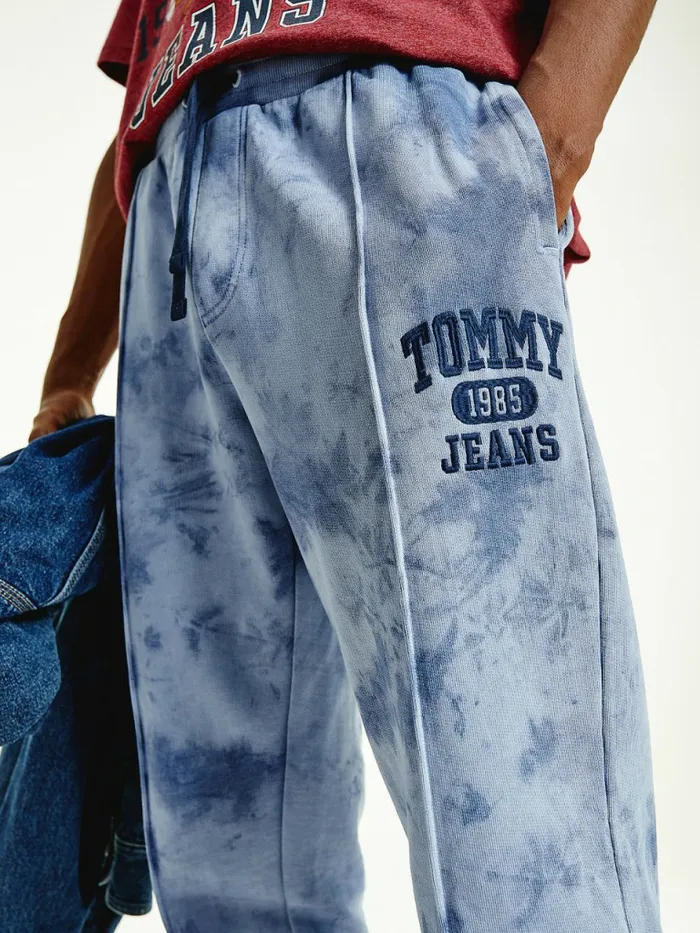 Tommy Hilfiger Organic Cotton TieDye Slim Fit Joggers Twilight Navy Tie Dye Mens Trousers