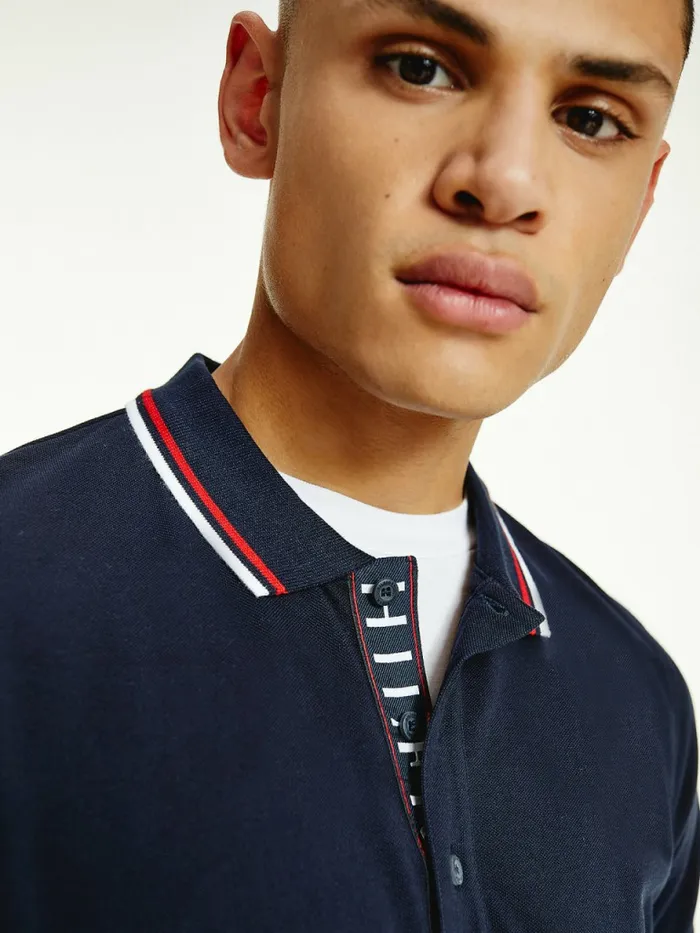 Tommy Hilfiger Organic Cotton Tipped Slim Fit Polo Desert Sky Mens Polo Shirts Gift 4 You