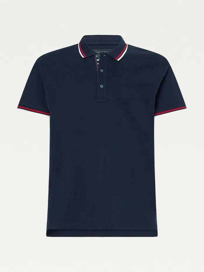 Tommy Hilfiger Organic Cotton Tipped Slim Fit Polo Desert Sky Mens Polo Shirts Gift 4 You