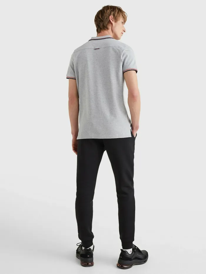 Tommy Hilfiger Organic Cotton Tipped Slim Fit Polo Light Grey Heather Mens Polo Shirts Sale