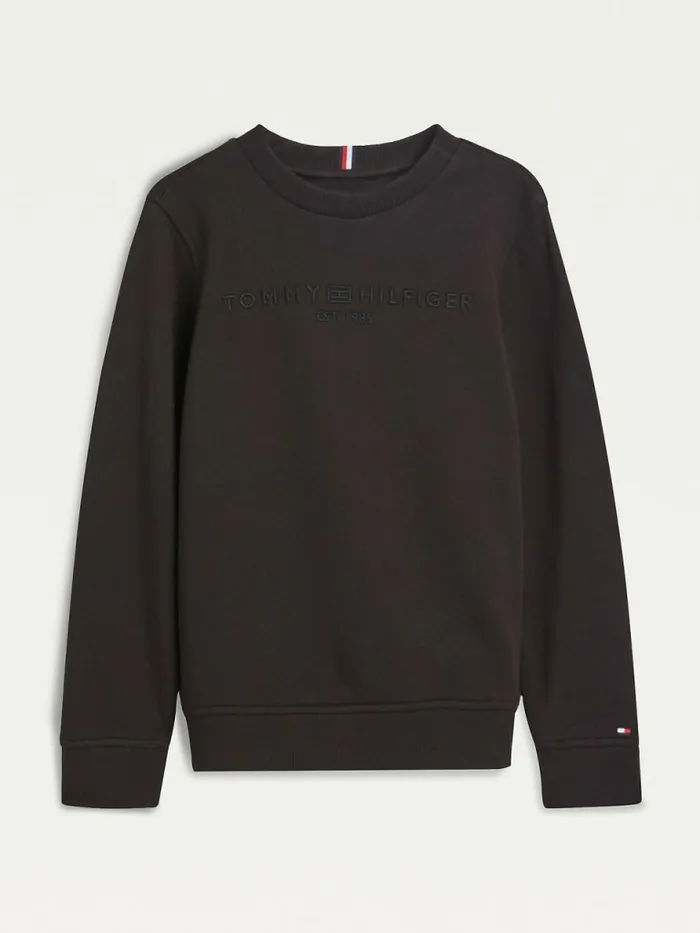 Tommy Hilfiger Organic Cotton Tonal Logo Embroidery Sweatshirt Black Boys Sweatshirts and Hoodies Popular Tommy Hilfiger Organic Cotton Tonal Logo Embroidery Sweatshirt Black Boys Sweatshirts and Hoodies Popular