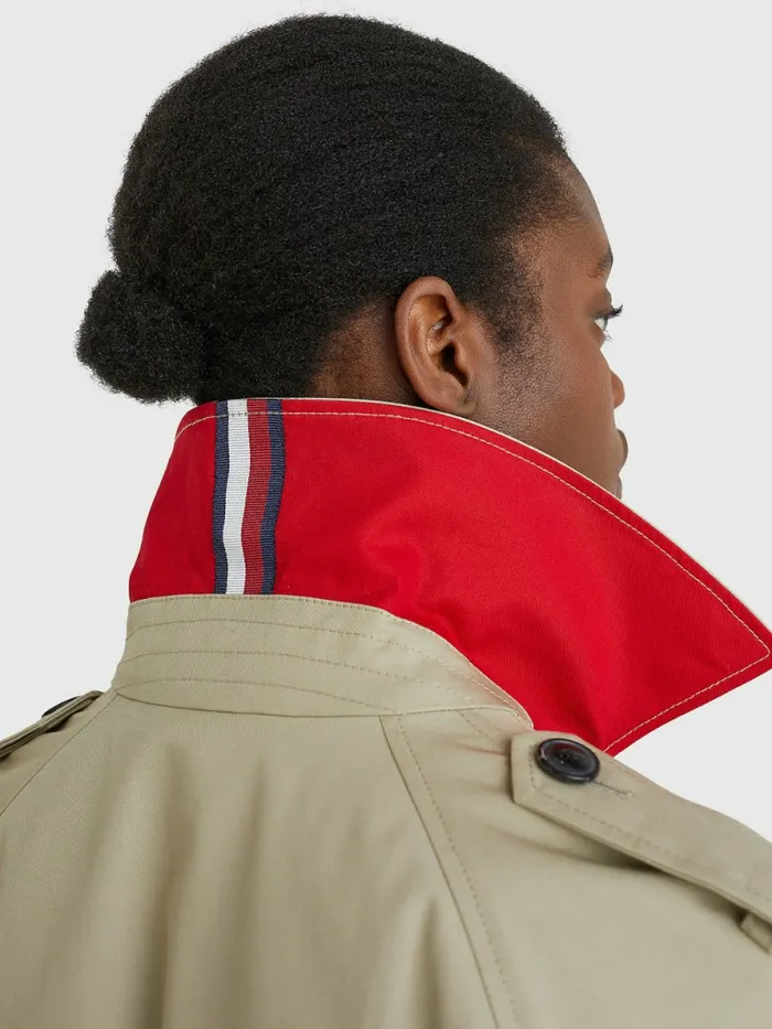 Tommy Hilfiger Organic Cotton Trench Coat Beige Womens Coats and Jackets Cheap On Sale