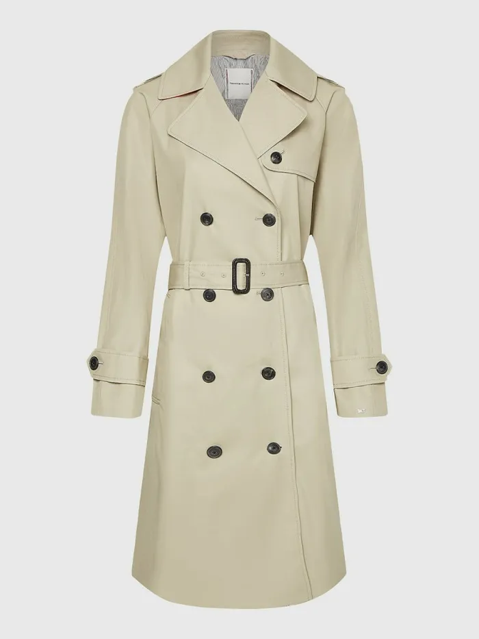 Tommy Hilfiger Organic Cotton Trench Coat Beige Womens Coats and Jackets Cheap On Sale