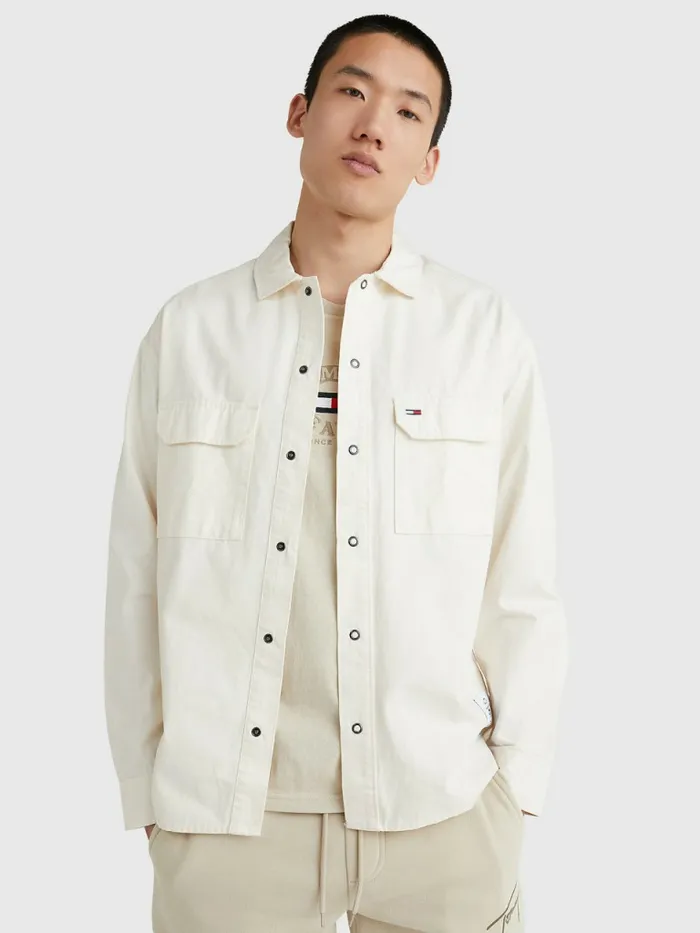 Tommy Hilfiger Organic Cotton Twill Overshirt Ancient White Mens Shirts Fashion Tommy Hilfiger Organic Cotton Twill Overshirt Ancient White Mens Shirts Fashion