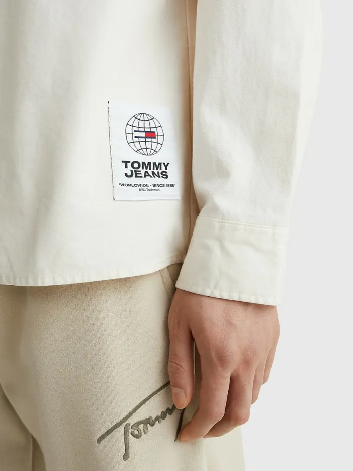 Tommy Hilfiger Organic Cotton Twill Overshirt Ancient White Mens Shirts Fashion
